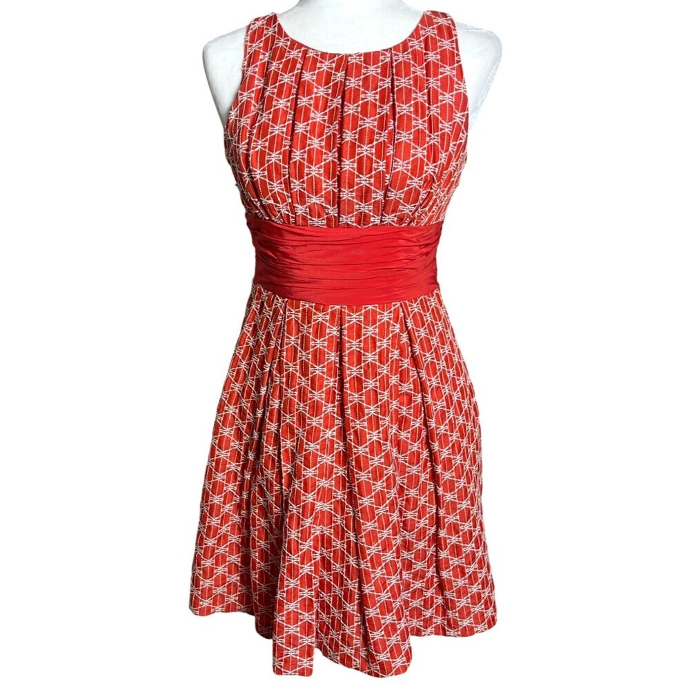 Frock Tracy Reese Dress Red Linen Silk Retro 50s PinUp Feminine Fun Womens 6